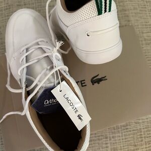 Lacoste White Sneakers with Green Stripes